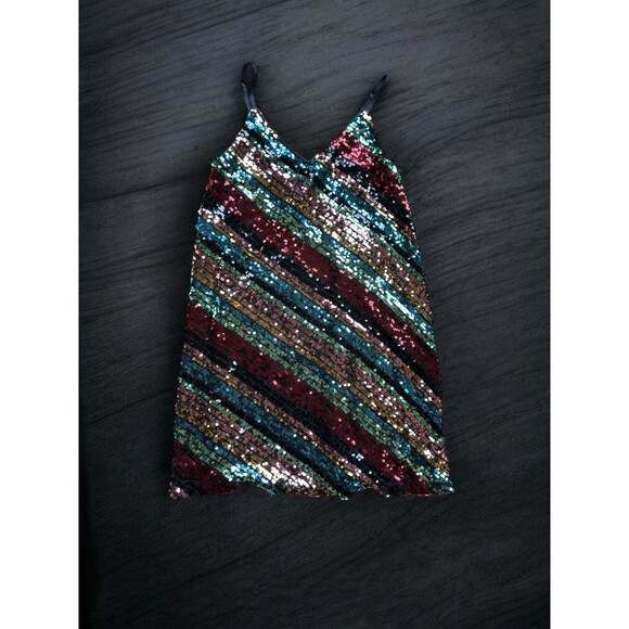 Sequin Mini Dress Medium ALine Bodycon Cocktail Club Party Holiday Lined Sparkle - Picture 11 of 16